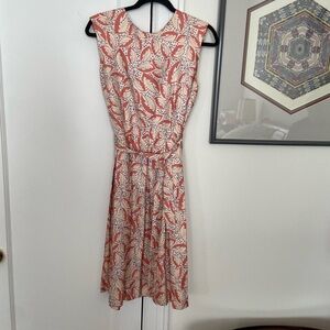 St. John pleated floral dress silk 10